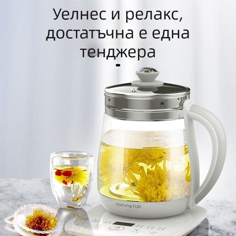Joyoung DGD1506BQ здравословен чайник, 1,5 л, стъкло боросиликат, за офис и дом, с регулируема температура