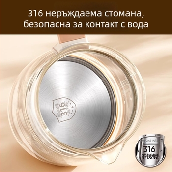 Chigo Здравословен офисен чайник, мини стъклен модел XSL-TNQ15, 1.5-2 л, 220 V, 500-1000 W, електронен термостат с микроконтролер