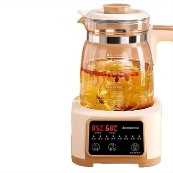 Chigo Здравословен офисен чайник, мини стъклен модел XSL-TNQ15, 1.5-2 л, 220 V, 500-1000 W, електронен термостат с микроконтролер