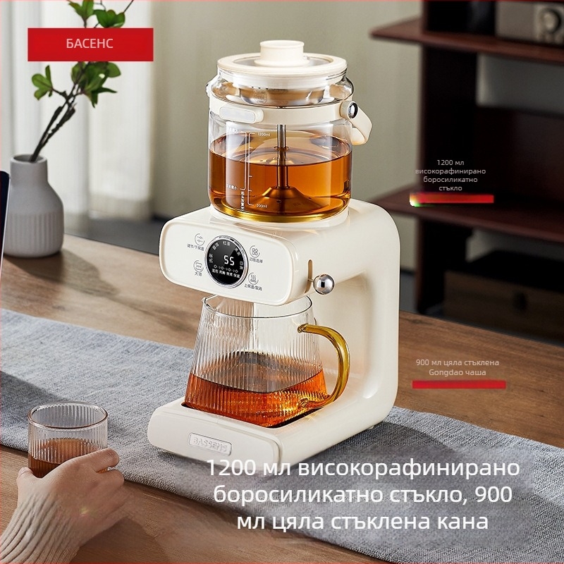 Basen Bs-c1 Уред за чай със спрей-пар и стабилна температура, 4 л, стъклен корпус, 220V, 500–1000W, мултифункционален здравословен чайник