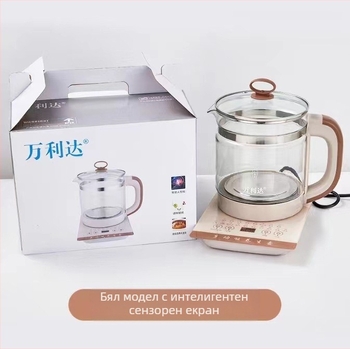 Умна стъклена електрическа кана за чай, модел YH-H8, обем 1.5–2 л, 220 V, 500–1000 W, високо боросиликатно стъкло