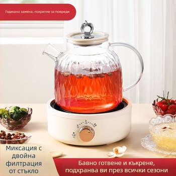 Здравословен чайник с дигитален термостат, стъклен корпус, 1–1.5 л, 220 V, 500–1000 W (CQJ-01)