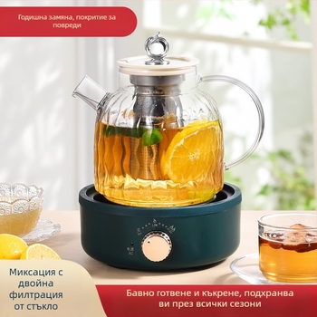 Здравословен чайник с дигитален термостат, стъклен корпус, 1–1.5 л, 220 V, 500–1000 W (CQJ-01)