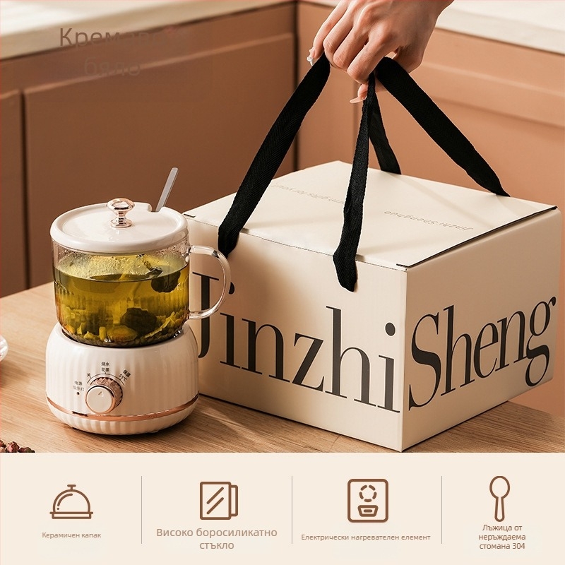 Стъклена здравословна кана с дигитален термостат за чай, десерти и готвене, 1–1.5 л, 220V, 300–350W, автоматично нагряване