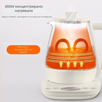 Супор Health Pot 1.5 л електрически чайник с двойна изолация, цифров термостат и микроконтролер, вътрешен съд от боросиликатно стъкло