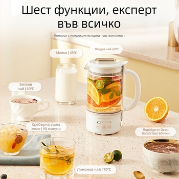 Електрически чайник Health Pot с корпус от високо боросиликатно стъкло, капацитет до 1 л, 220 V и 400–500 W, електронен термостат, модел M3-1
