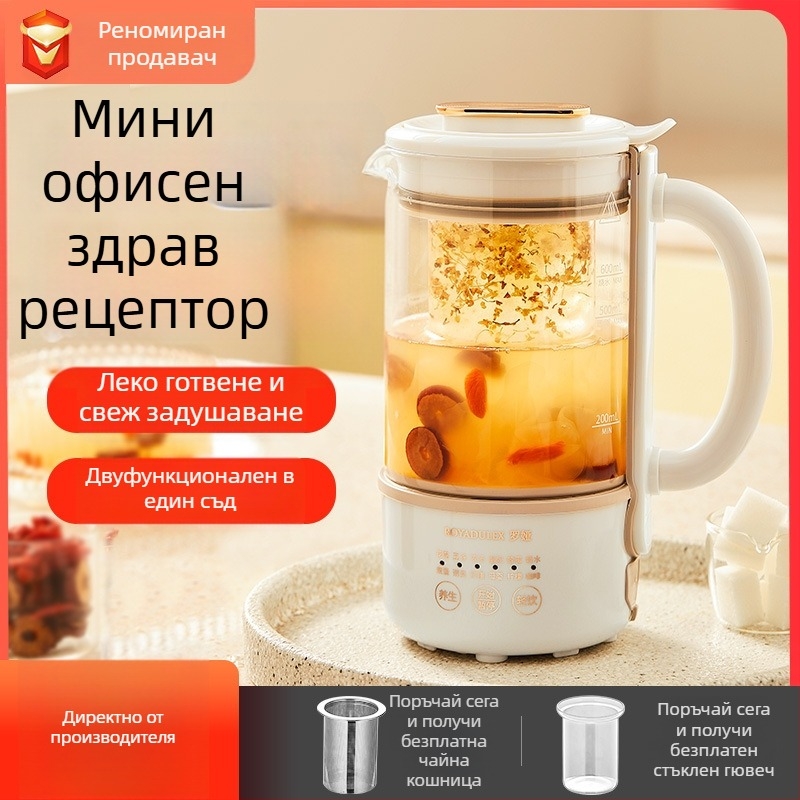 Електрически чайник Health Pot с корпус от високо боросиликатно стъкло, капацитет до 1 л, 220 V и 400–500 W, електронен термостат, модел M3-1