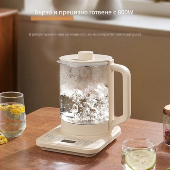Здравословен чайник J141 — 2–3 л, 220 V, 500–1000 W, стъкло боросиликатно, корпус от 304 неръждаема стомана