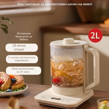 Здравословен чайник J141 — 2–3 л, 220 V, 500–1000 W, стъкло боросиликатно, корпус от 304 неръждаема стомана