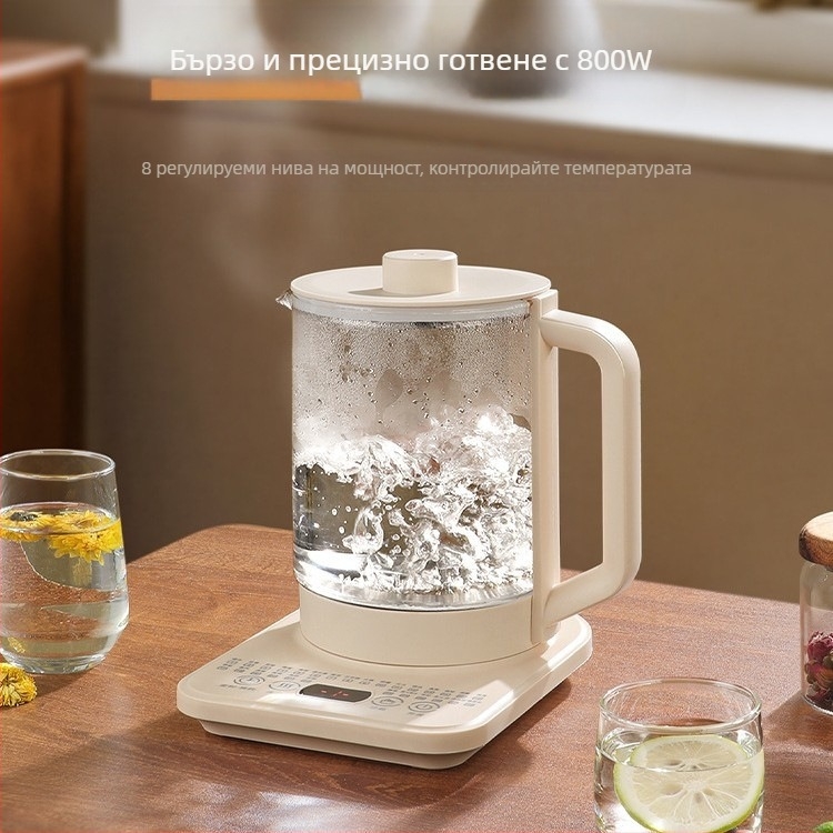 Здравословен чайник J141 — 2–3 л, 220 V, 500–1000 W, стъкло боросиликатно, корпус от 304 неръждаема стомана