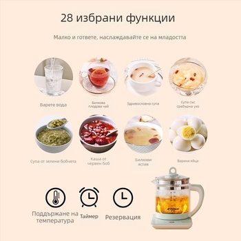 Кана за гореща вода 1.5–2 L, многофункционална, стъклен корпус, 800 W, 220 V, с докосване управление и цифров термостат