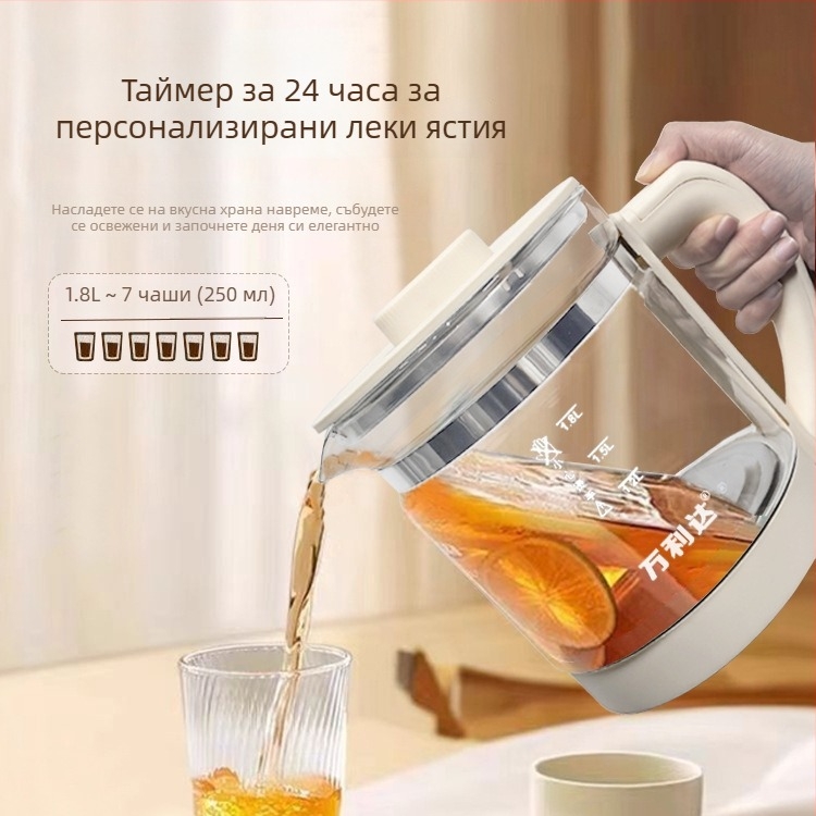 Здравословен чайник за офис с високо боросиликатно стъкло (модел Dxr18, капацитет 1.5–2 л, 220 V, 500–1000 W)