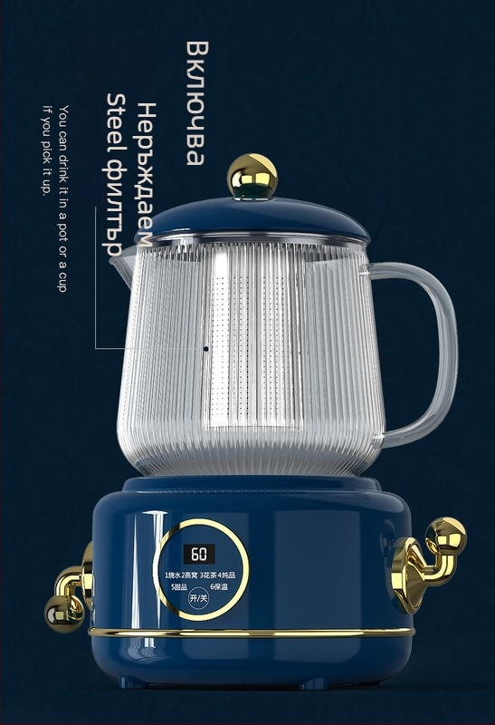 Здравословен чайник HF-400, 1 л, 400 W, 220 V, боросиликатно стъкло
