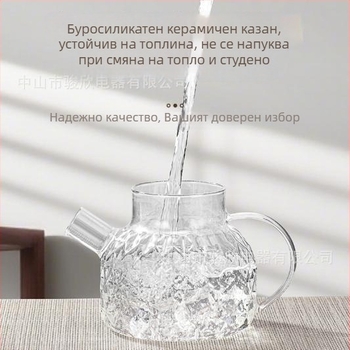 Кана за чай от висок боросиликатно стъкло, капацитет до 1 л, 800 W, 220 V, дигитален термостат, бутонно управление