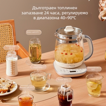 Bear Health Pot YSH-D20F3 2-3L стъклен чайник за здравословно варене, 220V, 1000W+, електронен термостат, управление чрез микрокомпютър