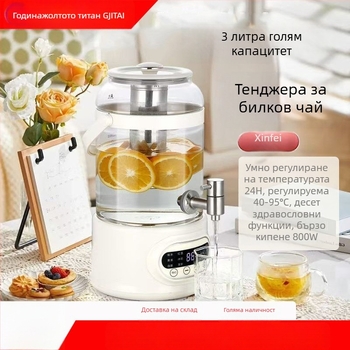 Здравословен чайник с корпус от високо боросиликатно стъкло, капацитет 2–3 л, мощност 800 W, напрежение 220 V, управление с допир и електронен термостат (модел Cuko-k24)