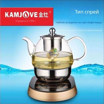 Kamjove A-99 Wellness чайник за чай със спрей — стъклен корпус, вътрешен съд от 304 неръждаема стомана, капацитет до 2 л, 700 W, сензорен контрол и цифров термостат