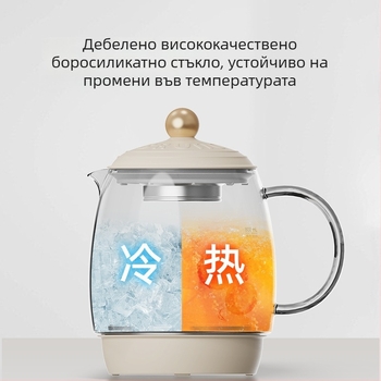 BRUNO здравословна тенджера за чай и вода All-in-One, модел Bxm801, 1 л, стъклен корпус, 220 V, 300–350 W