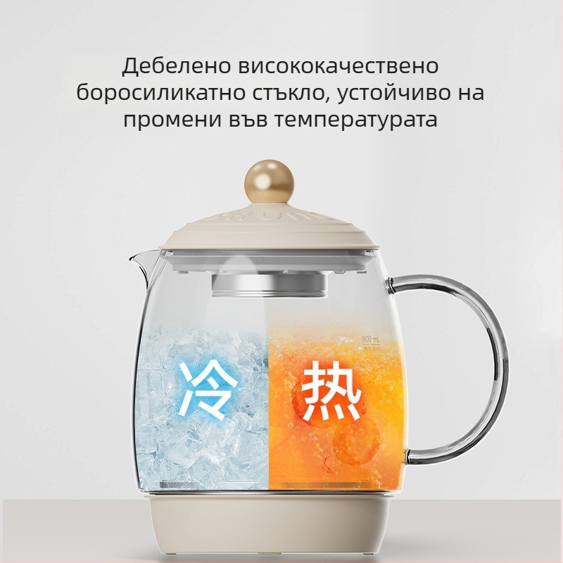 BRUNO здравословна тенджера за чай и вода All-in-One, модел Bxm801, 1 л, стъклен корпус, 220 V, 300–350 W