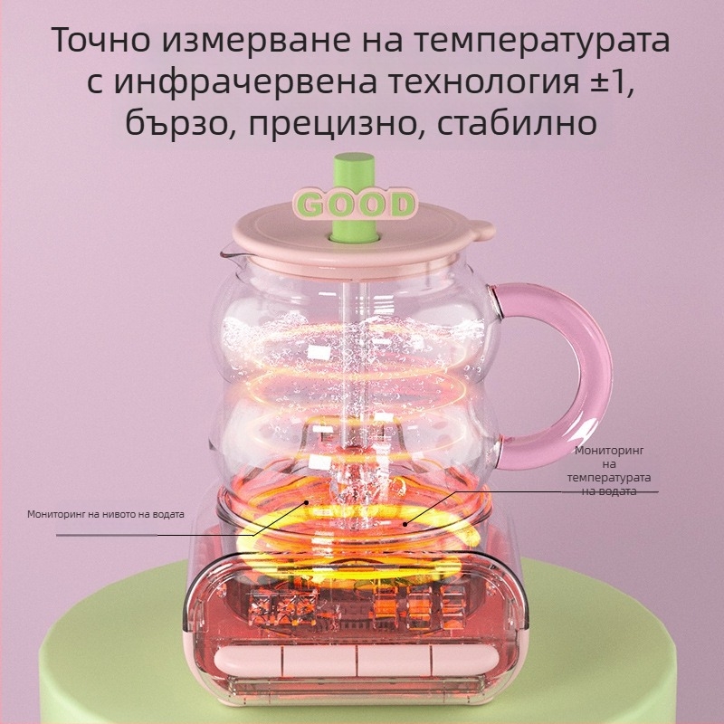 Здравословен чайник, корпус от боросиликатно стъкло, 1 л, 220V, 500–1000W, модел F2