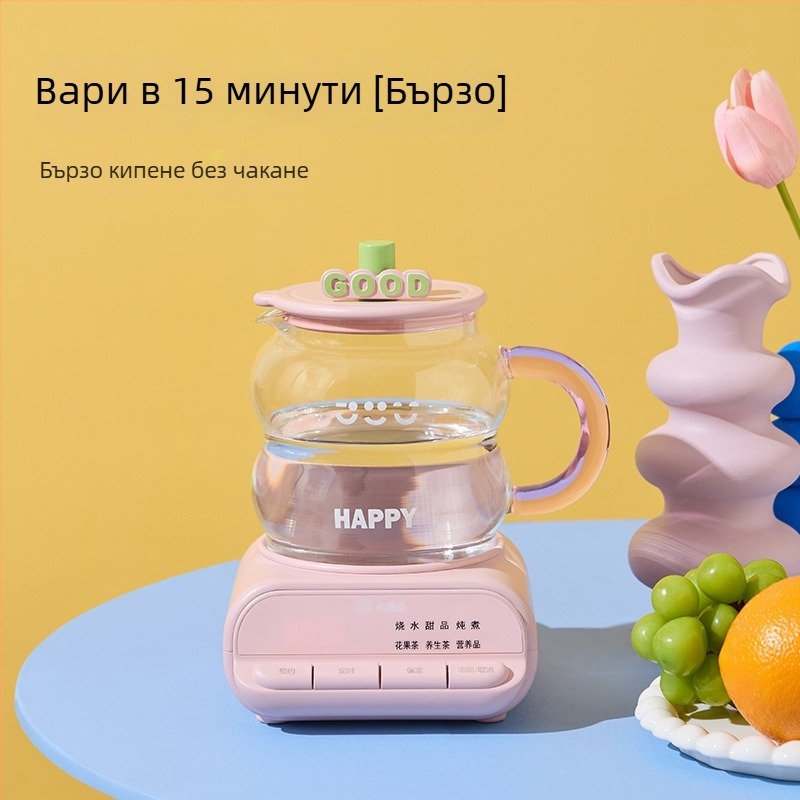 Здравословен чайник, корпус от боросиликатно стъкло, 1 л, 220V, 500–1000W, модел F2