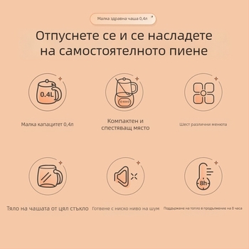 Bear здравословен чайник, боросиликатно стъкло, 360W, 220V, цифров термостат, управление с докосване