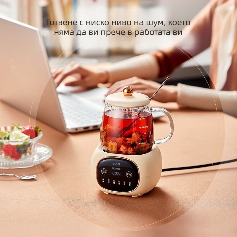 Bear здравословен чайник, боросиликатно стъкло, 360W, 220V, цифров термостат, управление с докосване