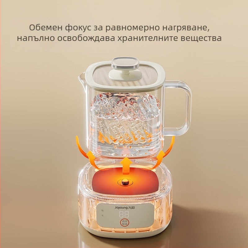 Joyoung Wy103 Здравословна чайничка, стъклен корпус от боросиликат, капацитет 1 л, 220 V, 500–1000 W, електронен термостат