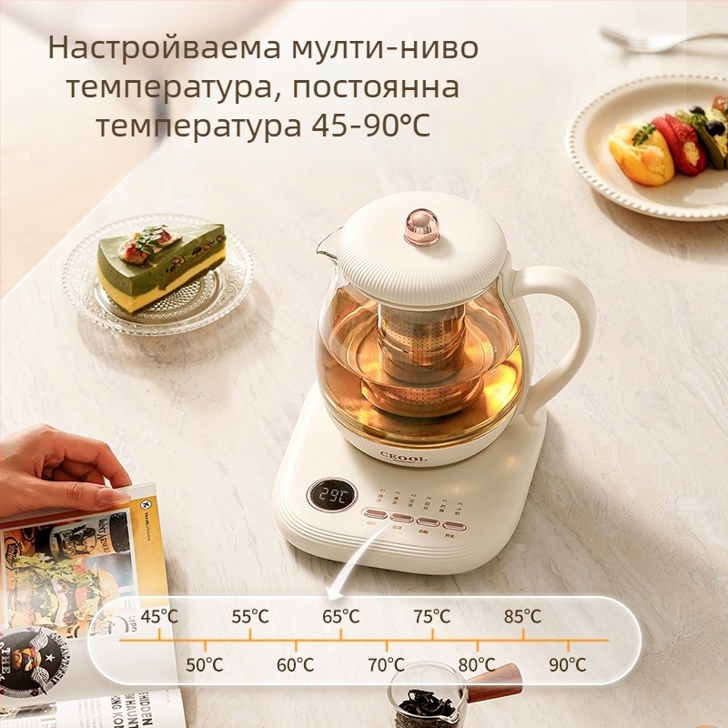 Здравословен чайник с корпус от боросиликатно стъкло, капацитет 0,8 л, 800 W, 220 V, модел GC-674