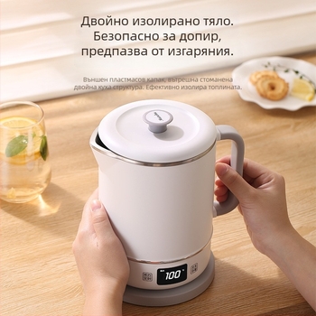 Електрически чайник F01 с вместимост 1,2 л, мощност 500 W, напрежение 110 V, корпус от неръждаема стомана, сензорно управление