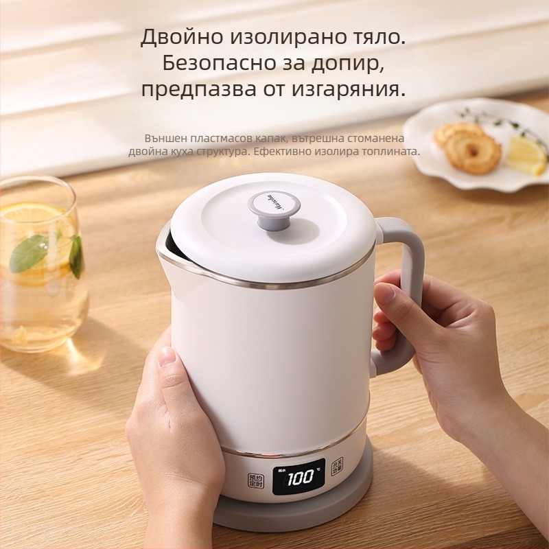 Електрически чайник F01 с вместимост 1,2 л, мощност 500 W, напрежение 110 V, корпус от неръждаема стомана, сензорно управление