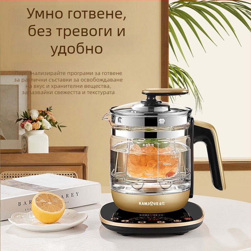 HT-590 Автоматичен пот за здравословни отвари, стъклено тяло, неръждаема стоманена вътрешност, 1200 W, микрокомпютърно управление, модел HT-590
