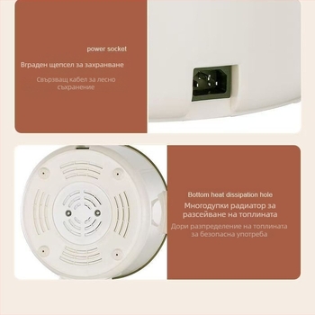 Многофункционален електрически съд за дома, капацитет 4.1–6 л, за 4–5 човека, вътрешна тава от неръждаема стомана, управление с копче, грил и готвене на пара