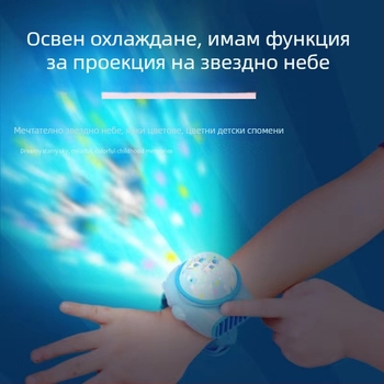 Безлопатен часовников вентилатор USB зареждане, мини преносим ръчен вентилатор с вградена 1200–2000 mAh батерия, 2 скорости, тих до 36 dB, време на работа над 12 часа
