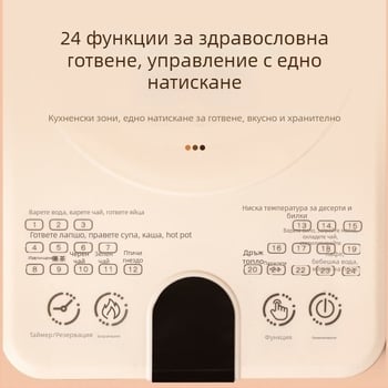 Здравословна каничка за запарване и автоматично кипване, стъклено тяло и вътрешен резервоар, 1 л, 220V, 800W, тъч контрол