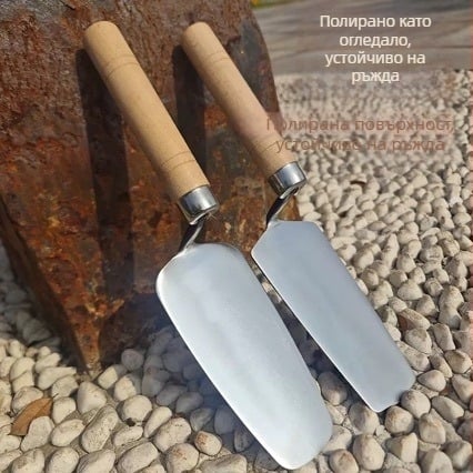 Неръждаема стомана зидарска шпакла с аркова форма и вградена тава, шпакла за мазилка, диамантено монтиране