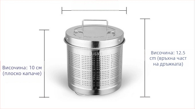 Здравословен чайник с филтърна мрежа, корпус от 304 неръждаема стомана, вътрешен стъклен съд, капацитет 1.5–2 л, мощност 500–1000 W