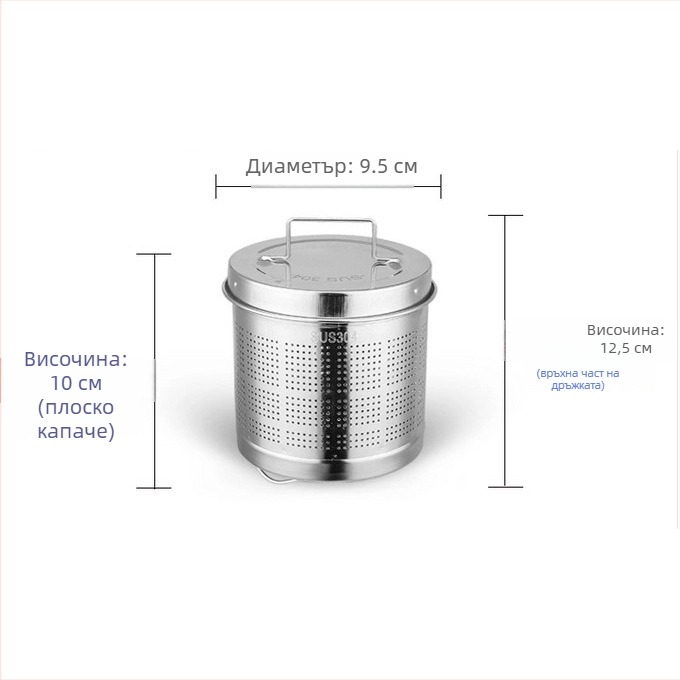 Здравословен чайник с филтърна мрежа, корпус от 304 неръждаема стомана, вътрешен стъклен съд, капацитет 1.5–2 л, мощност 500–1000 W