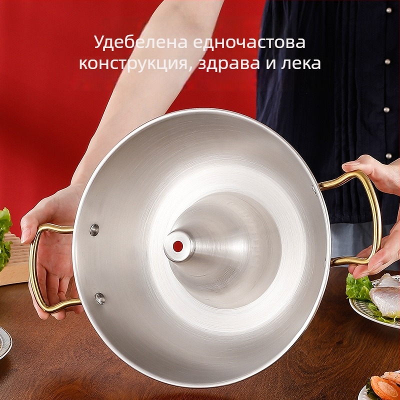 Abby’s 304 неръждаема стомана hot pot – индукционно съвместим, без покритие, едно дъно, капак от неръждаема стомана