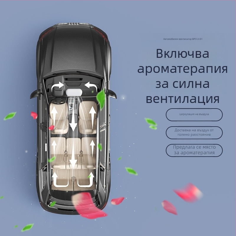 Безлопатков вентилатор за кола и бюро, USB зареждане, мини ароматерапия, безшумен