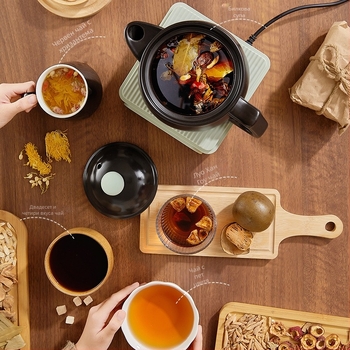 Керамична електрическа касерола с електронен термостат, 600W, 220V, керамичен вътрешен съд, подходяща за един човек