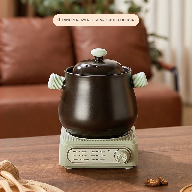 Керамична електрическа касерола с електронен термостат, 600W, 220V, керамичен вътрешен съд, подходяща за един човек