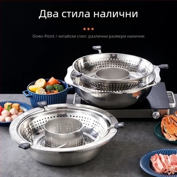 Въртящо се регулируемо гърне от неръждаема стомана за горещо готвене с дизайн Mandarin Duck – 4.1–6 л, едно дъно, без капак, марка TAIYANG