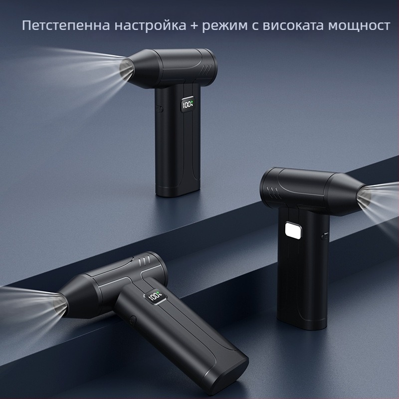 X9 USB портативен вентилатор с вградена батерия, турбо поток, 5 скорости, 2000–4000 mAh, време на работа 1–3 ч, шум 60–70 dB