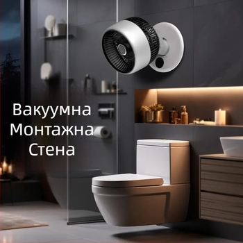 Десктопен и стенен вентилатор за циркулация с вградена батерия (2000–4000 mAh), USB вентилатор с 3 лопатки, 5 скорости, тиха работа (<36 dB)