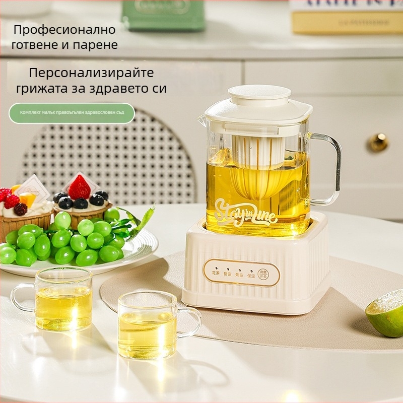 Здравословна чайна тенджера с цифров термостат, стъклен корпус, 500W, модел MZS-500B, за 2-3 човека