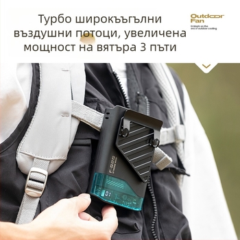 Носим вентилатор за шия и талия с безлопатен турбовентилатор, 3 скорости, сменяема батерия 300–500 mAh, работа 3–6 ч, шум до 36 dB