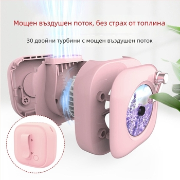 Вентилатор за врата, мини, безлопастен, 2 скорости, Type-C зареждане, вградена батерия 1000–1200 mAh, тих