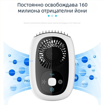 Безлопатен вентилатор за врата с отрицателни йони, компактен USB преносим пречиствател на въздуха, 3 скорости, вградена батерия 2000–4000 мАн, безчетков двигател