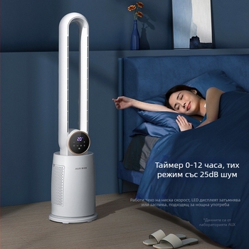 Безлопатков вентилатор за под или бюро с въртяща глава – 60W, 220V, 36–45 dB, 3 скорости, подходящ за 21–30 m²